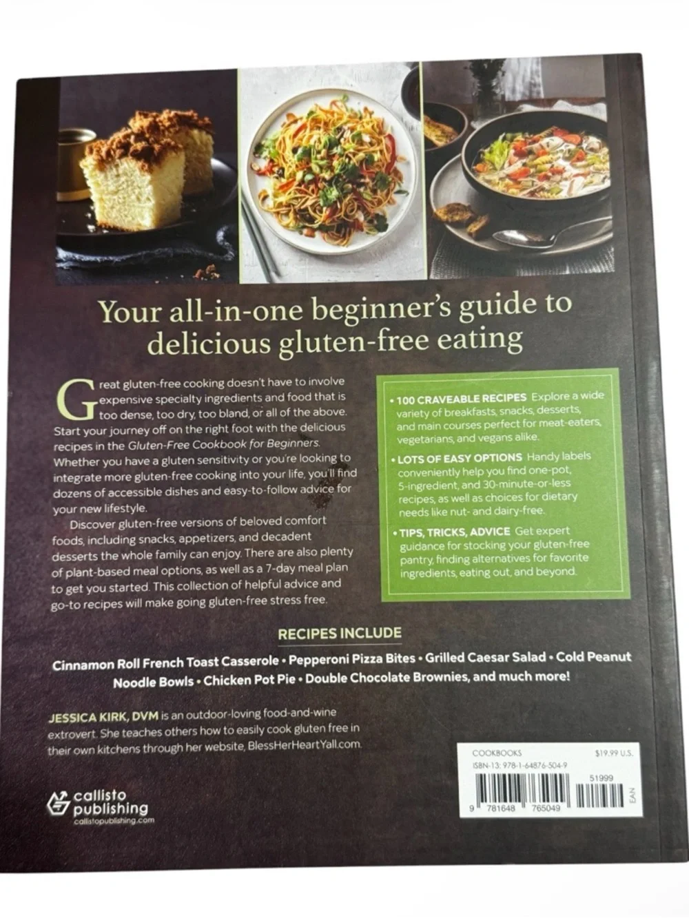 Gluten-Free Cookbook for Beginners‎ by Jessica Kirk – NEW (NWT) – 100 Recipes